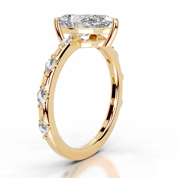 2 CT Solitaire Pear Cut Diamond Accent Ring