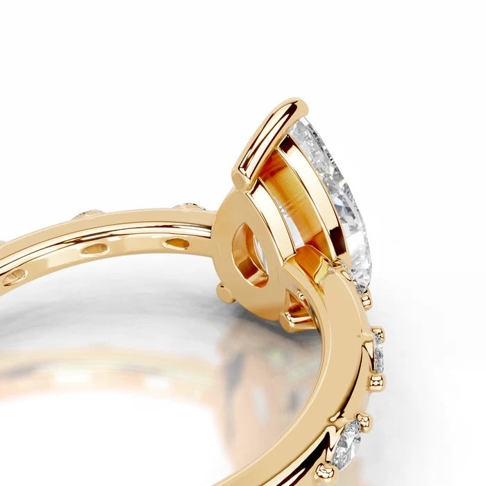 2 CT Solitaire Pear Cut Diamond Accent Ring