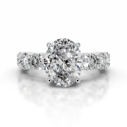 2 CT Solitaire Oval Cut Diamond Accent Ring