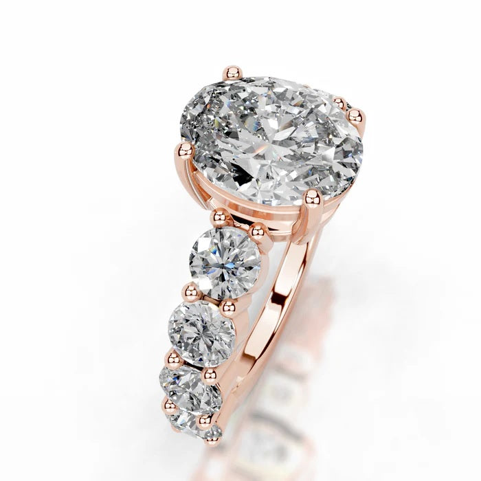 2 CT Solitaire Oval Cut Diamond Accent Ring