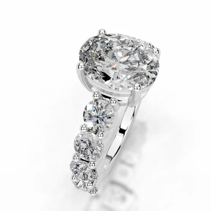 2 CT Solitaire Oval Cut Diamond Accent Ring