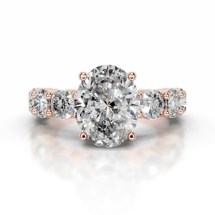 2 CT Solitaire Oval Cut Diamond Accent Ring