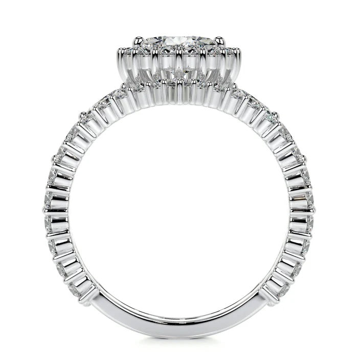 1.5 CT Pear Shaped Halo Diamond Ring with Matching Band