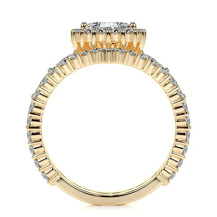 1.5 CT Pear Shaped Halo Diamond Ring with Matching Band