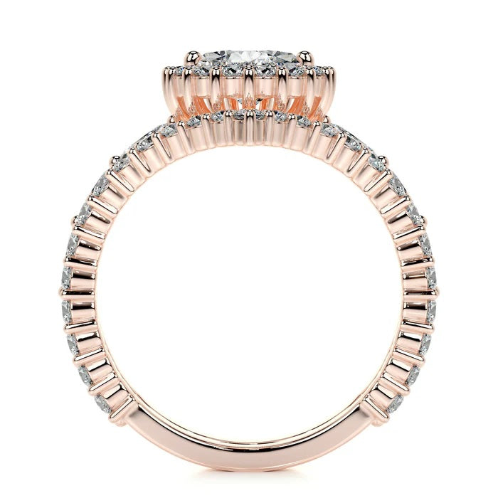 1.5 CT Pear Shaped Halo Diamond Ring with Matching Band