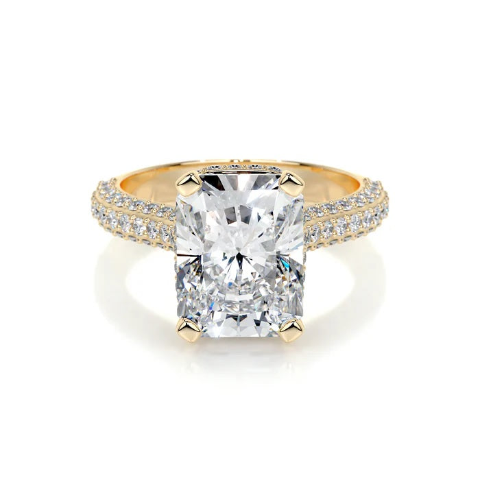 3 CT Radiant Cut Solitaire Diamond Accent Ring