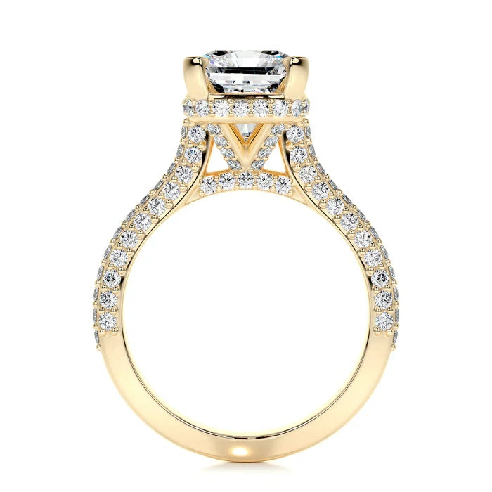 3 CT Radiant Cut Solitaire Diamond Accent Ring