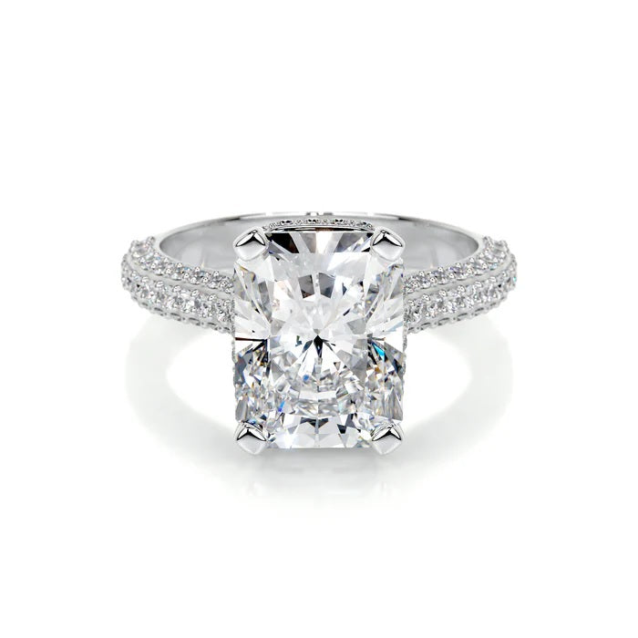 3 CT Radiant Cut Solitaire Diamond Accent Ring