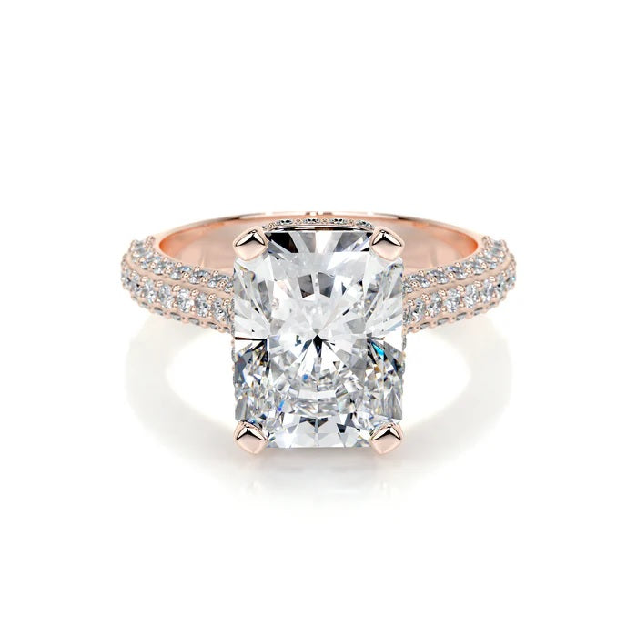 3 CT Radiant Cut Solitaire Diamond Accent Ring