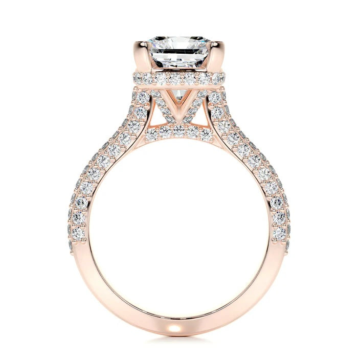 3 CT Radiant Cut Solitaire Diamond Accent Ring