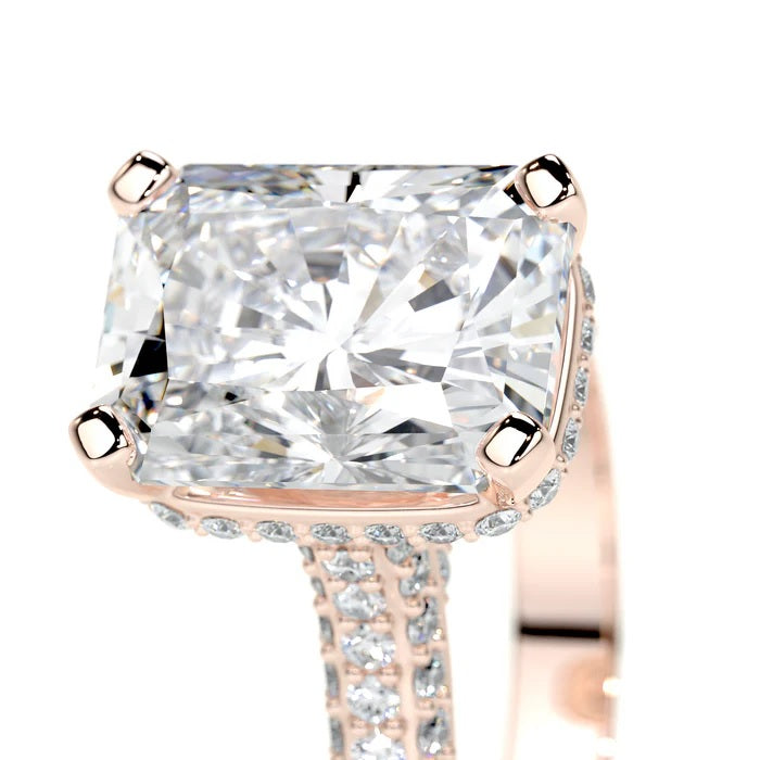 3 CT Radiant Cut Solitaire Diamond Accent Ring