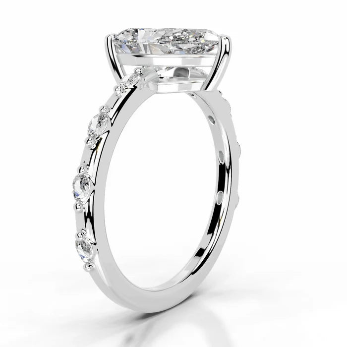 3 CT Solitaire Pear Cut Diamond Accent Ring