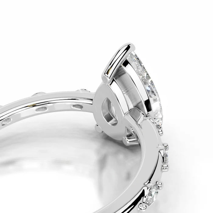 3 CT Solitaire Pear Cut Diamond Accent Ring