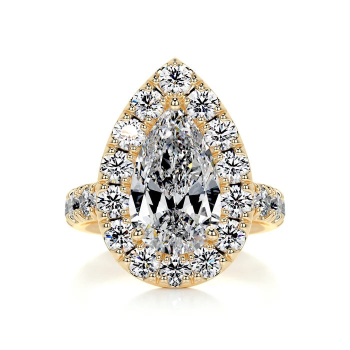2 CT Pear Halo Diamond Ring For Women