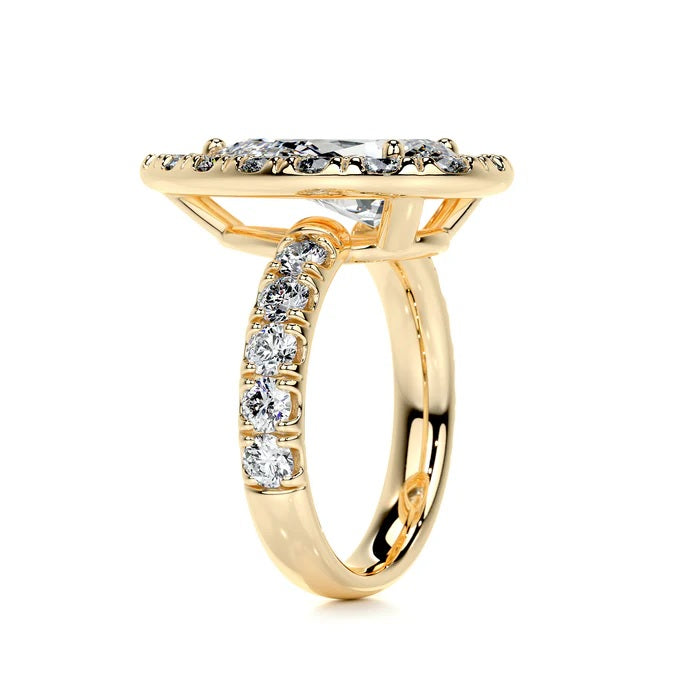 2 CT Pear Halo Diamond Ring For Women