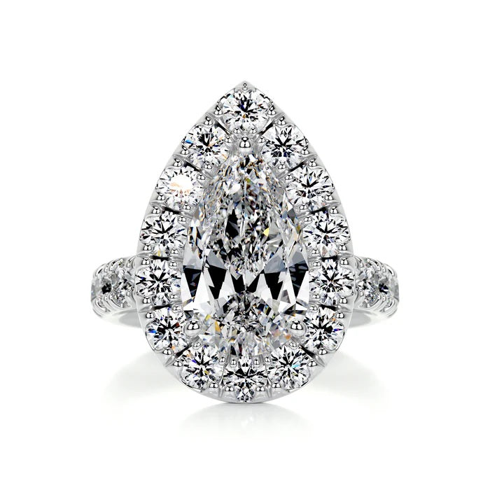 2 CT Pear Halo Diamond Ring For Women