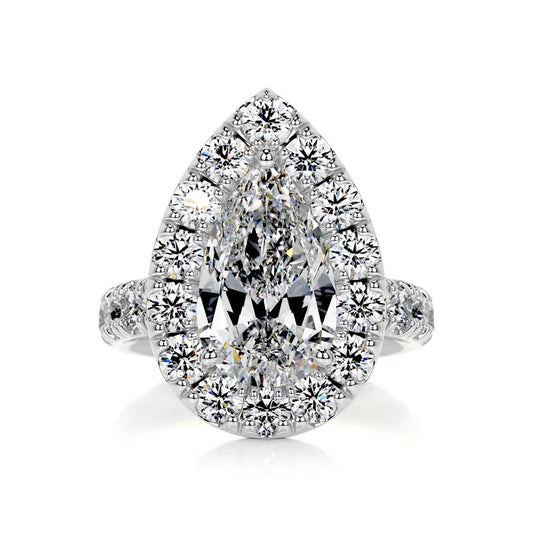 2 CT Pear Halo Diamond Ring For Women