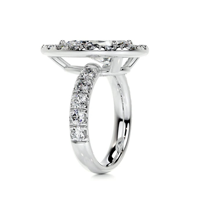 2 CT Pear Halo Diamond Ring For Women