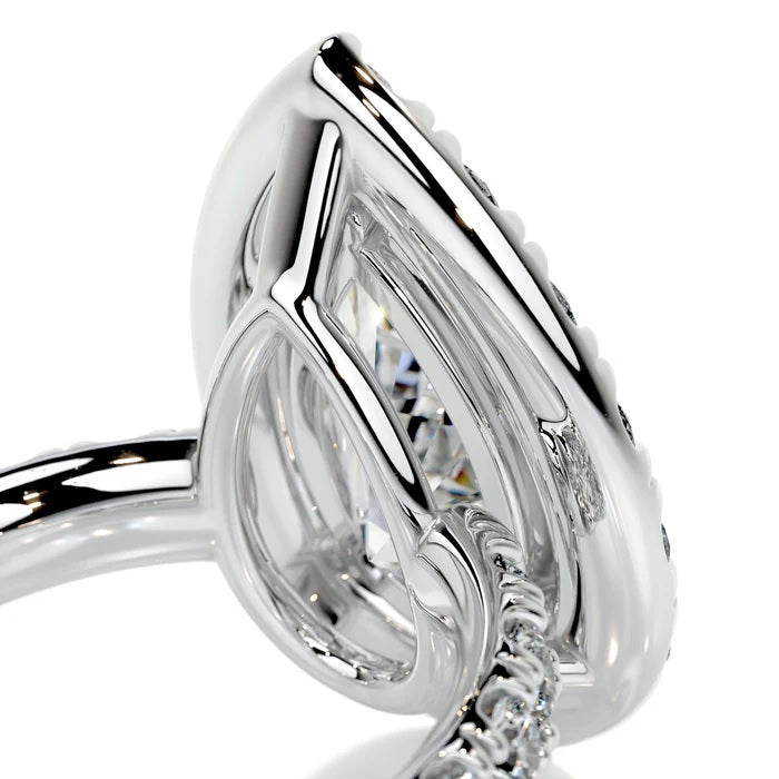 2 CT Pear Halo Diamond Ring For Women