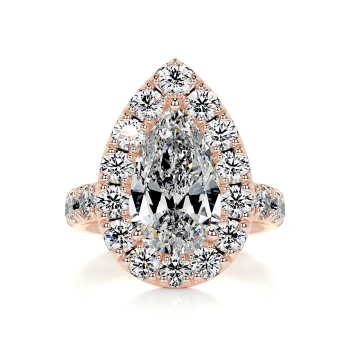 2 CT Pear Halo Diamond Ring For Women