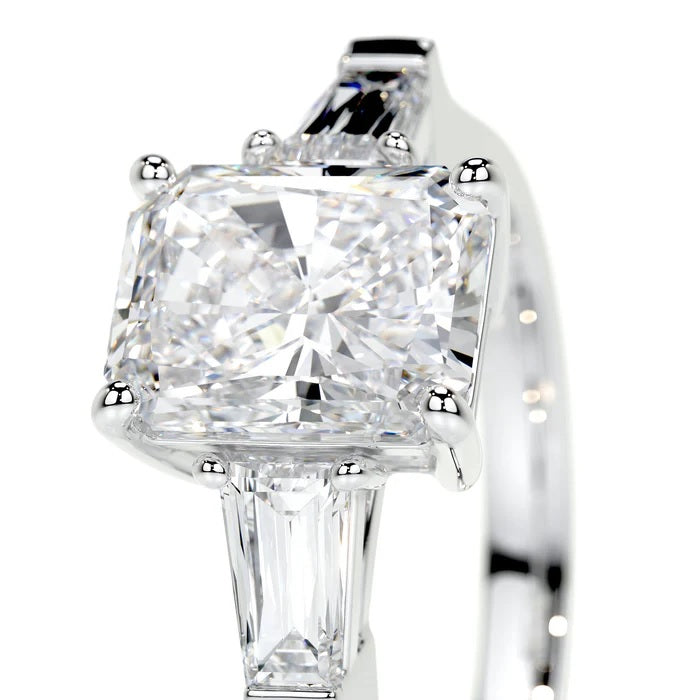 2 CT Solitaire Radiant Three Stone Diamond Ring