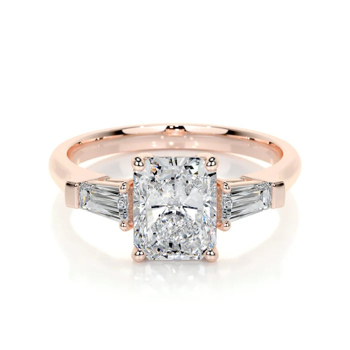 2 CT Solitaire Radiant Three Stone Diamond Ring