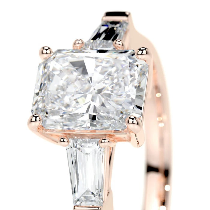 2 CT Solitaire Radiant Three Stone Diamond Ring