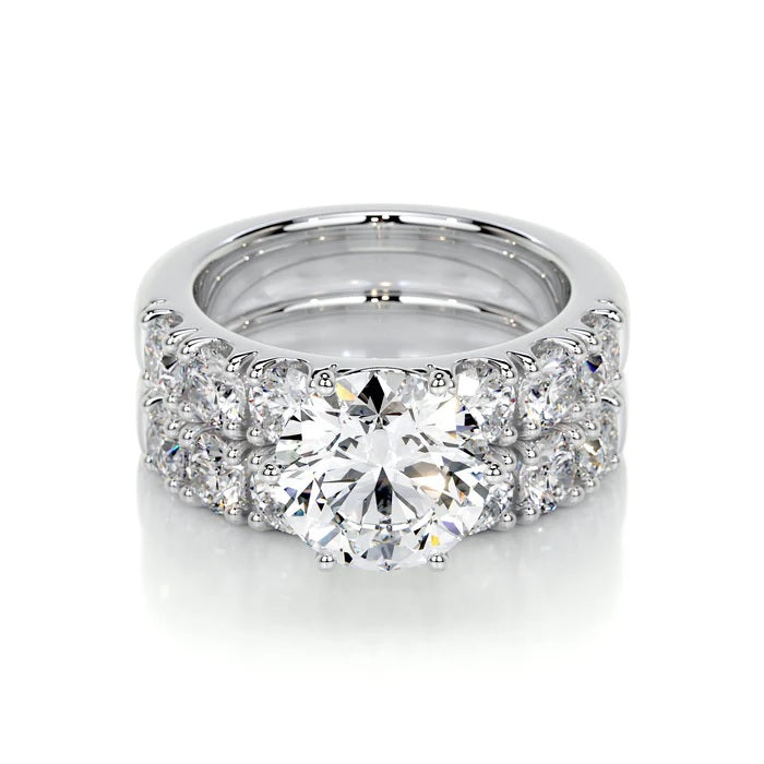 3 CT Brilliant Round Solitaire Diamond Ring with Matching Band