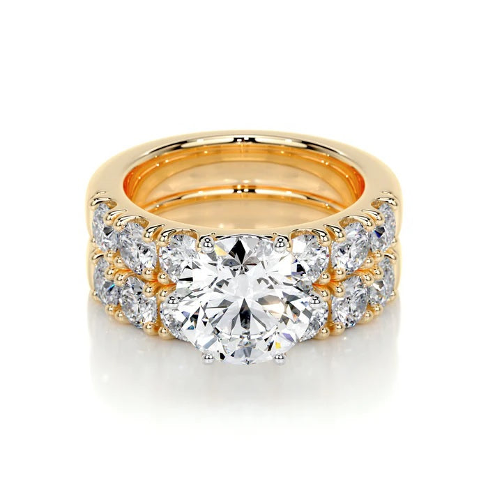 3 CT Brilliant Round Solitaire Diamond Ring with Matching Band