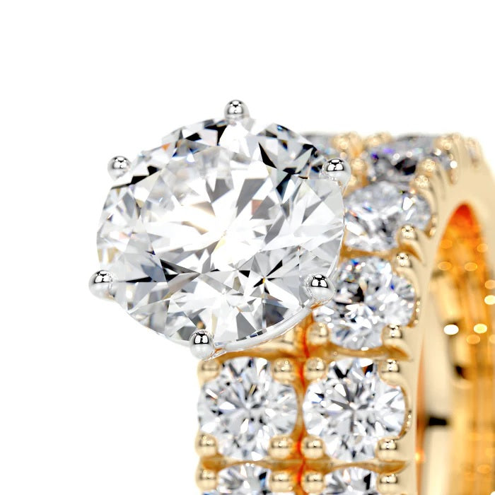 3 CT Brilliant Round Solitaire Diamond Ring with Matching Band