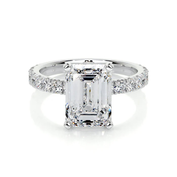 3 CT Solitaire Emerald Accent Ring