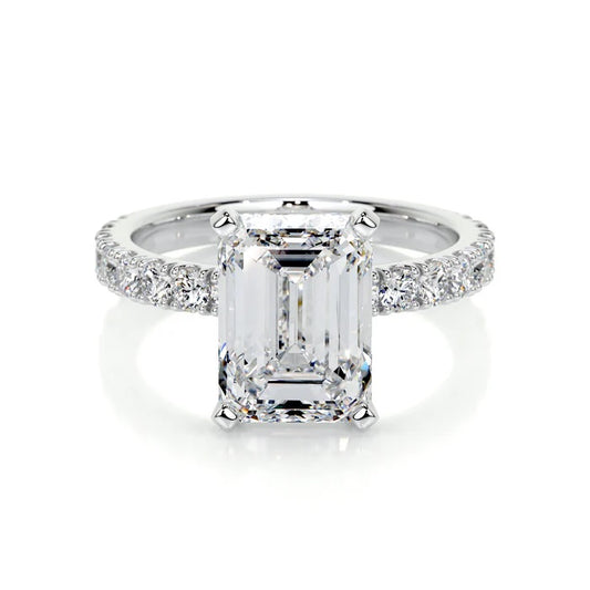 3 CT Solitaire Emerald Accent Ring