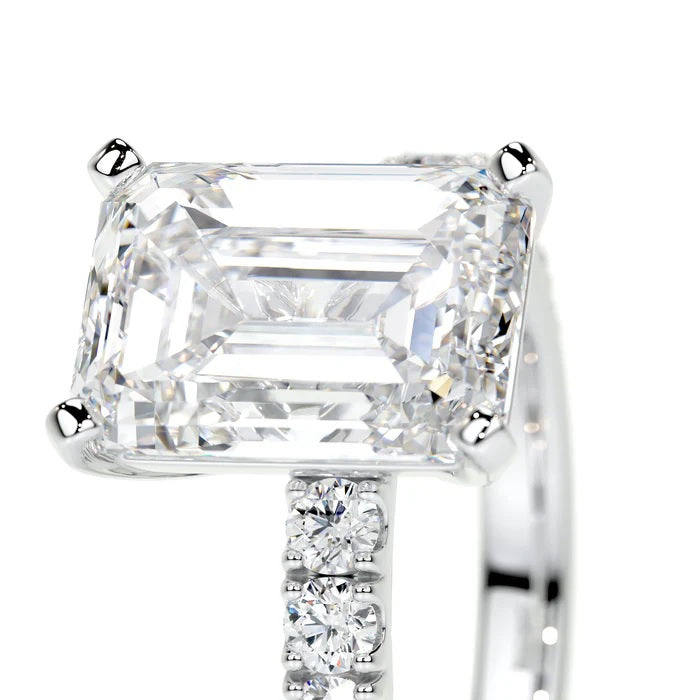 3 CT Solitaire Emerald Accent Ring