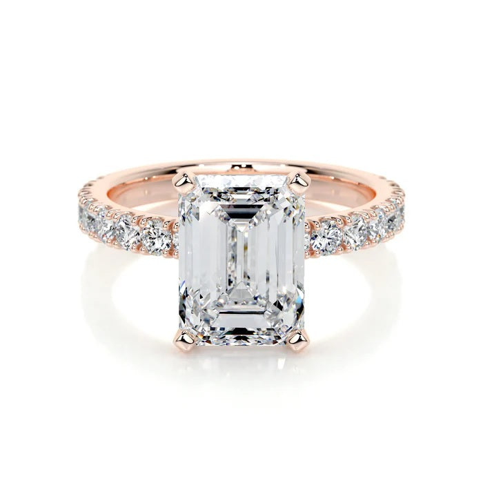 3 CT Solitaire Emerald Accent Ring