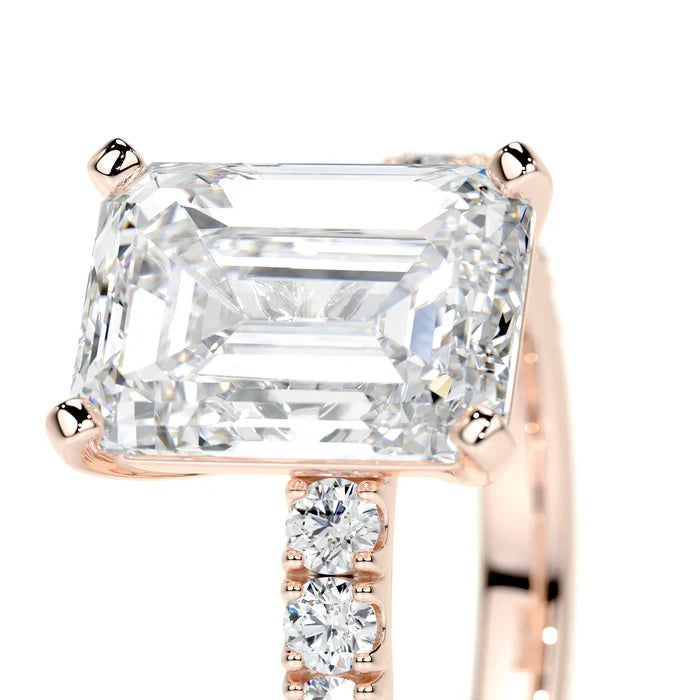 3 CT Solitaire Emerald Accent Ring