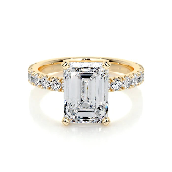 3 CT Solitaire Emerald Accent Ring