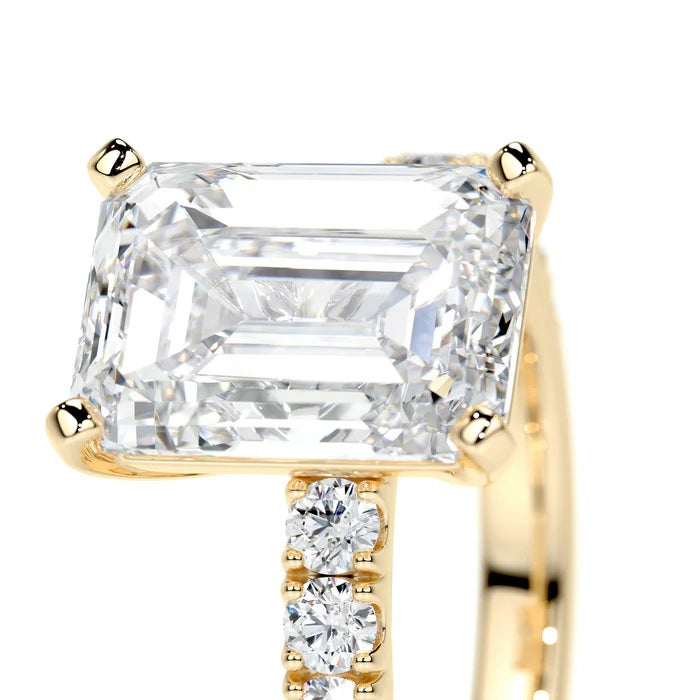 3 CT Solitaire Emerald Accent Ring