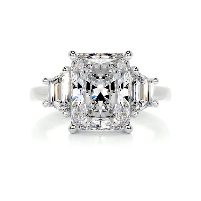 3 CT Emerald Three stone Diamond Ring
