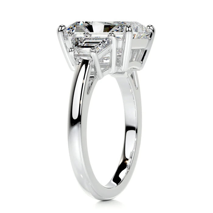3 CT Emerald Three stone Diamond Ring