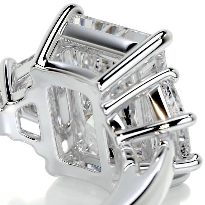 3 CT Emerald Three stone Diamond Ring