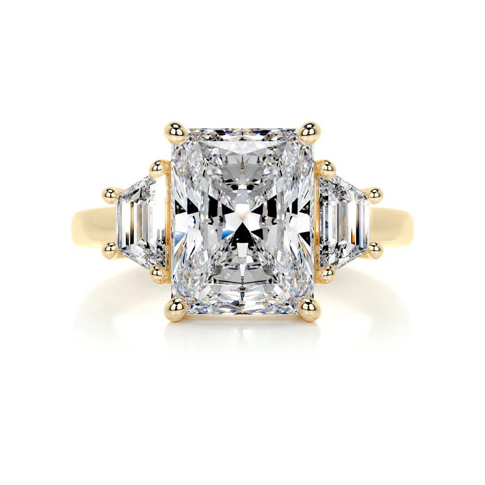 3 CT Emerald Three stone Diamond Ring