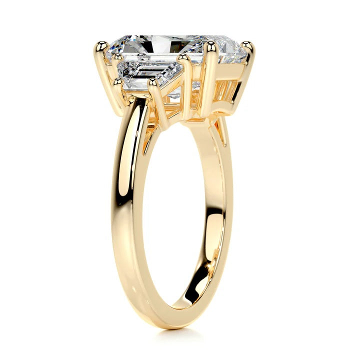 3 CT Emerald Three stone Diamond Ring
