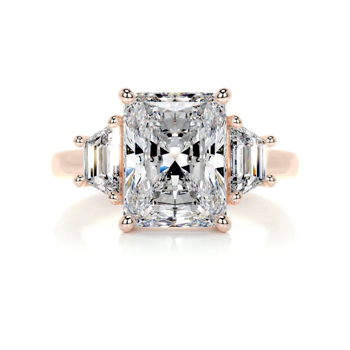 3 CT Emerald Three stone Diamond Ring