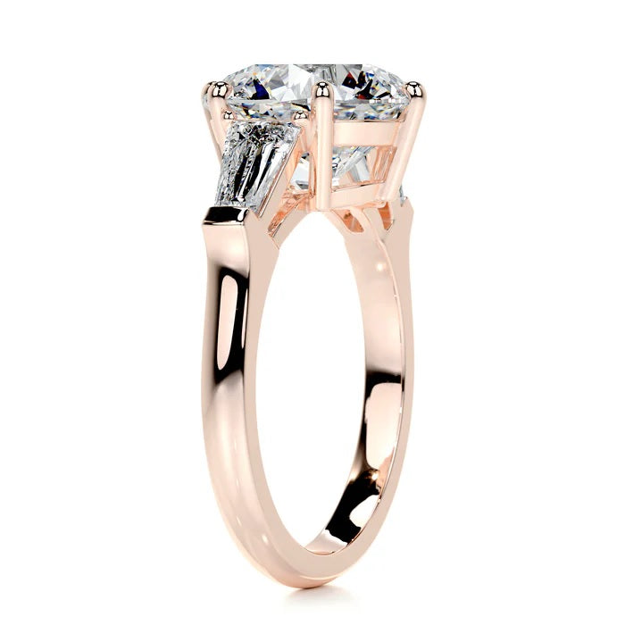 3 CT Emerald Three stone Diamond Ring