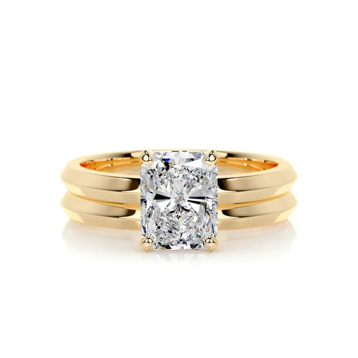 2 CT Solitaire Radiant Ring with Band
