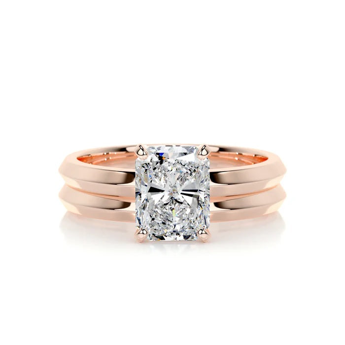 2 CT Solitaire Radiant Ring with Band