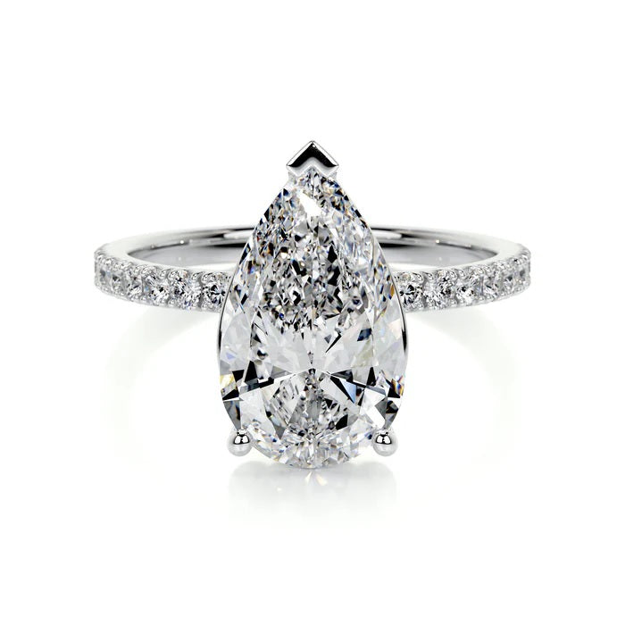 5 CT Pear Solitaire Diamond Accent Ring