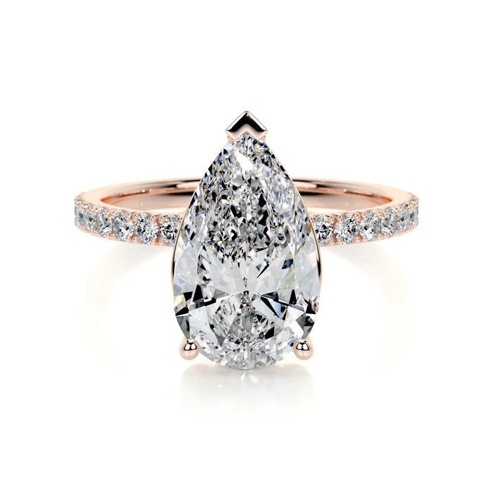5 CT Pear Solitaire Diamond Accent Ring