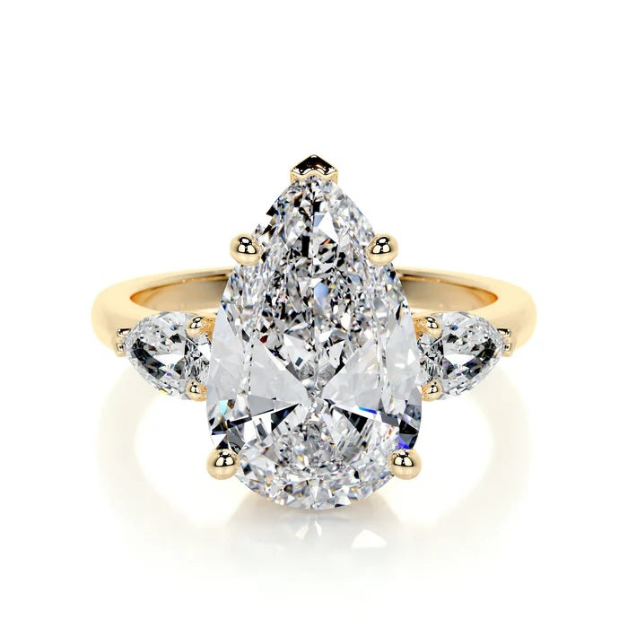 5 CT Pear Three Stone Diamond Ring