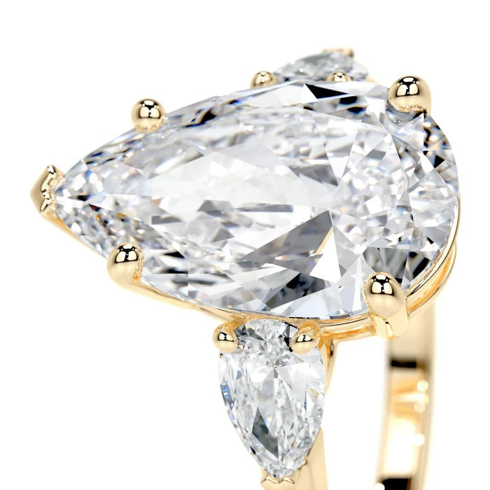 5 CT Pear Three Stone Diamond Ring
